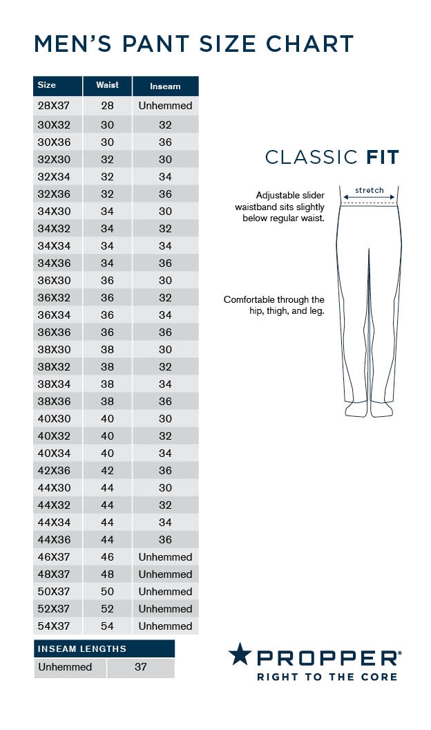 Mens Pant Sizing Chart